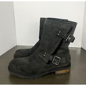 UGG Black Ankle Boots with Buckle Detail